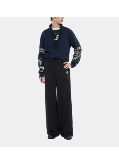 Cardigan En Laine Mélangée Bleu Marine Homme