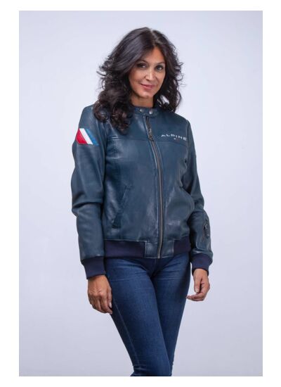 Blouson cuir Alpine femme Sophia royal blue