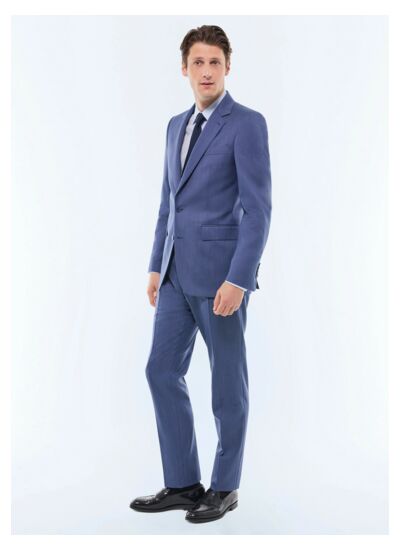 Costume ajusté en laine à chevrons