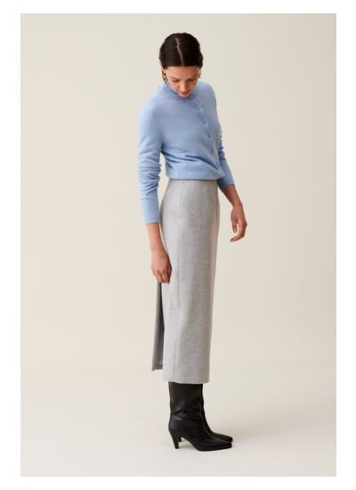Jupe crayon taille haute gris clair