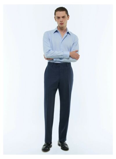 Pantalon ajusté en flanelle de laine