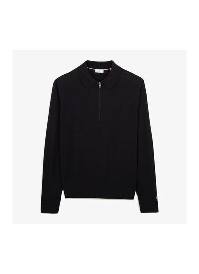 Pull Miguel col polo zippé bleu foncé