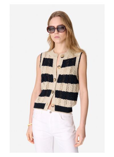 Cardigan Sans Manche Elberta En Coton Et Acrylique