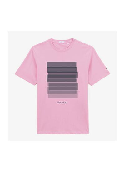 T-shirt manches courtes en coton avec imprimé rose