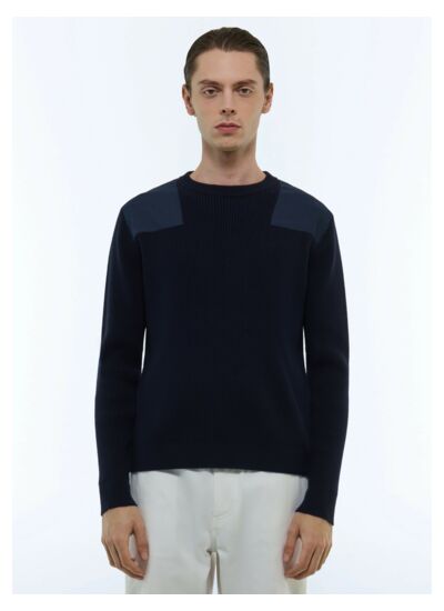 Pull côtelé en laine et coton