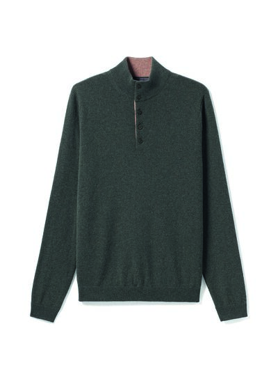 Pull col montant bicolore - Homme - CHASSE/CARAMEL