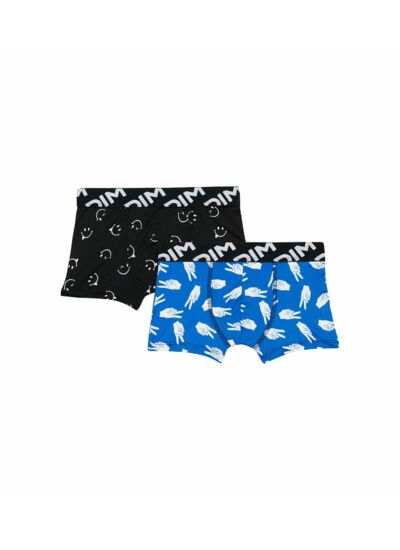 Lot de 2 boxers garçons en microfibre recyclée motif peace Dim Micro