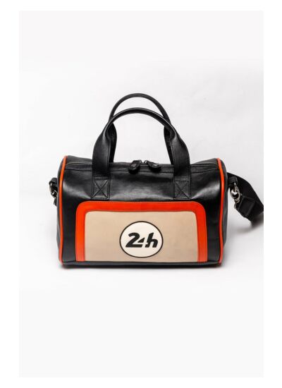 Sac Cuir 24H Le Mans femme Joey noir.écru