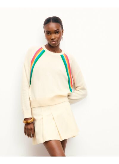 Pull Col Rond Bandes Multicolores
