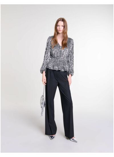 Top smocké à sequins