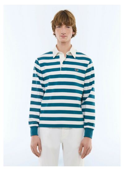 Polo rugby en jersey de coton à rayures
