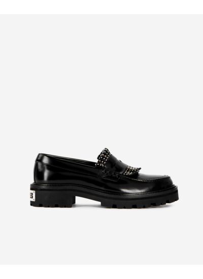 Mocassins En Cuir Glace A Franges Avec Studs