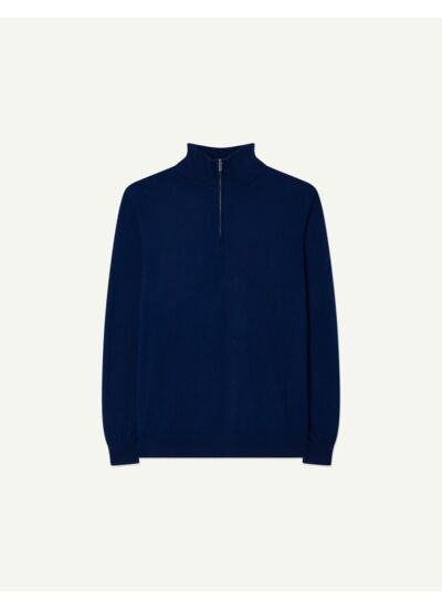 Pull zippé Benjamin en laine bleue