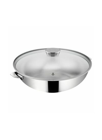 Poele wok inox salvaspazio avec couvercle 26 cm (3.3l)