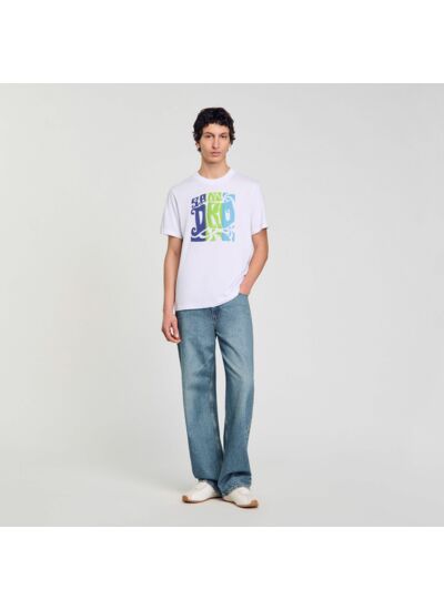 T-shirt en coton à imprimé vagues