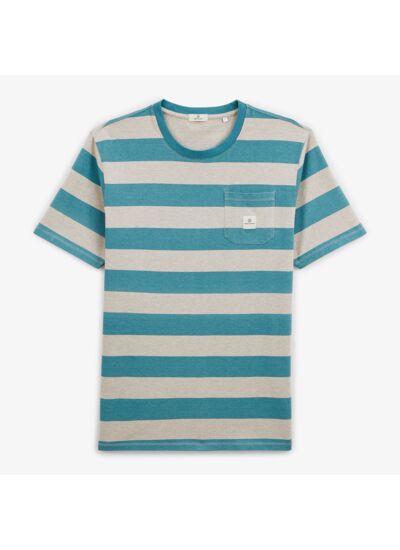 T-shirt Timothee rayé bleu canard