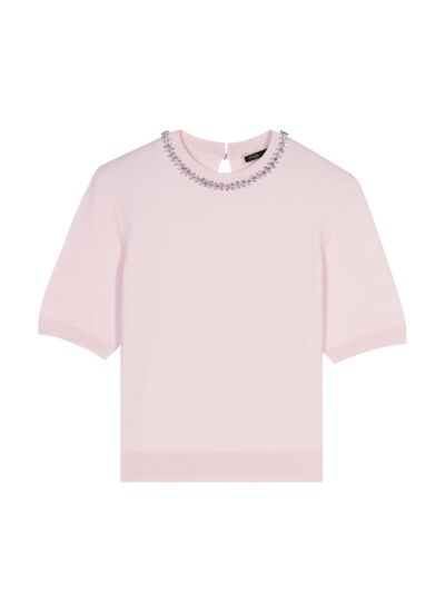 Pull court en maille avec strass