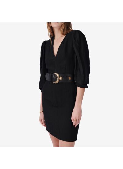 Robe Jacquard Rayé Col V Ilona