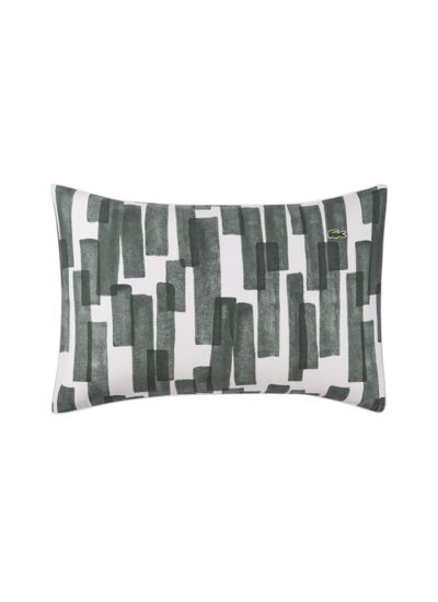 Lacoste - Taie d'oreiller en satin de coton lavé vert, L Stamp