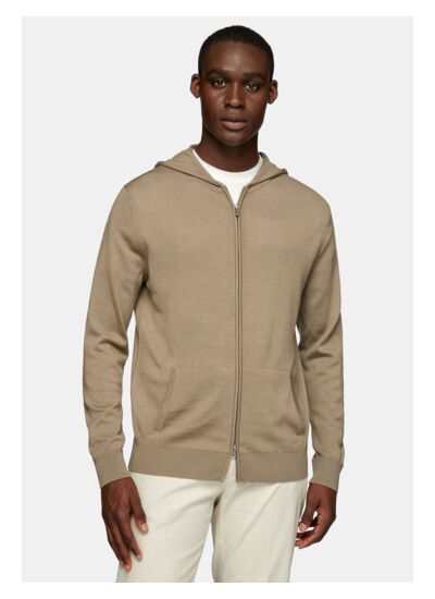 Gilet à Capuche en Laine Mérinos