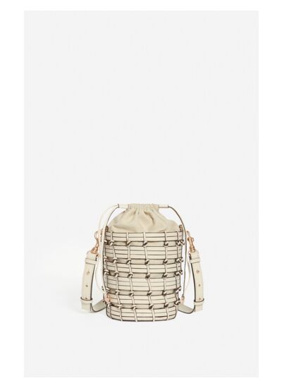 Petit Sac Seau En Cuir Tressé En Cuir D'Agneau
