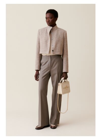 Pantalon tailleur droit taupe