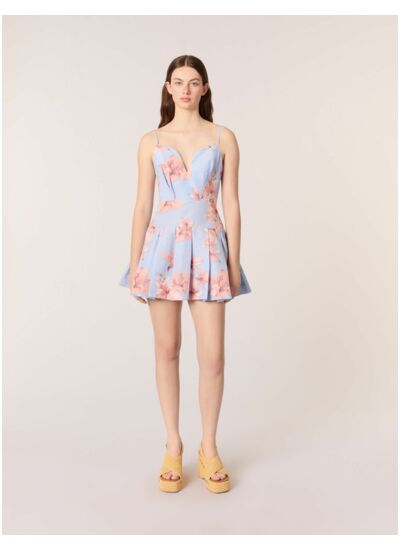 Robe courte en taffetas imprimé