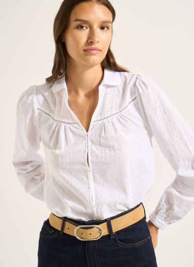 Sud Express Chemisier en coton avec petites broderies anglaises