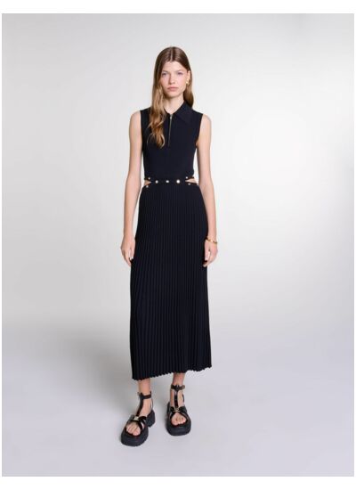 Robe longue en maille côtelée