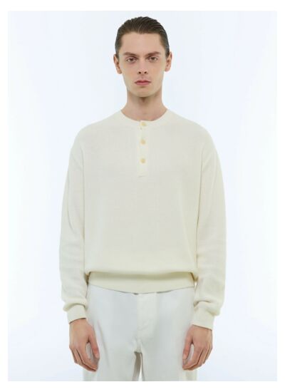 Pull col tunisien en coton et cachemire