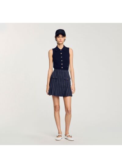 Jupe courte plissée à rayures