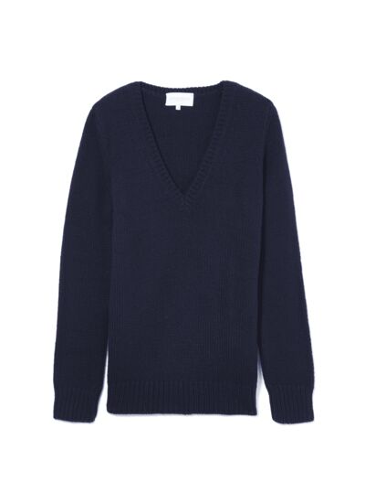 Pull V 12 fils - Femme - MARINE