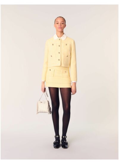 Veste courte en tweed et lurex