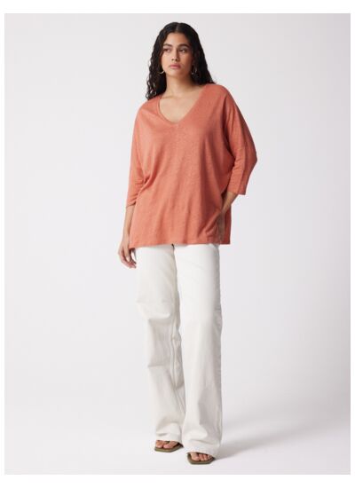 T-shirt lin Emilie TERRE_CUITE