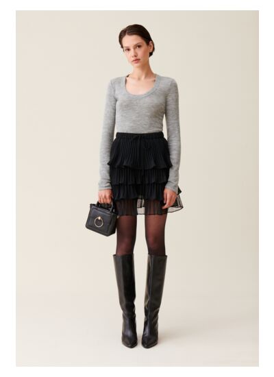 Jupe courte noire volants