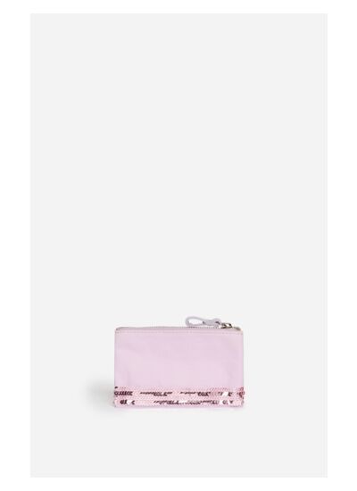 Pochette Zippée En Toile & Sequins