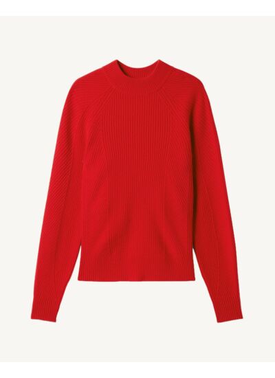 Pull col montant jeux de côtes - Femme - ROUGE GORGE