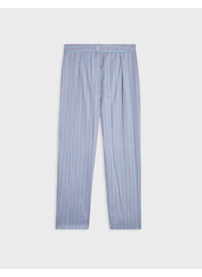 Pantalon Léone en twill de coton rayé bleu