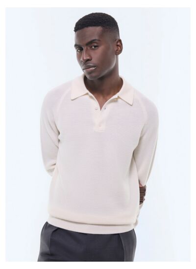 Polo point de riz en laine certifiée