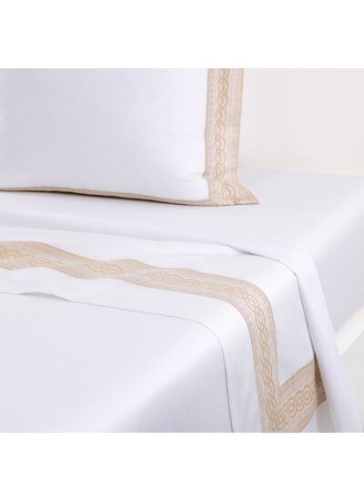 Yves Delorme - Drap plat en satin blanc, Joyau