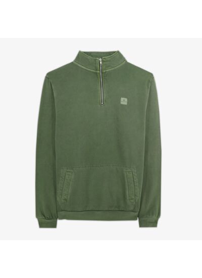 Sweat Sylvain col zippé vert militaire