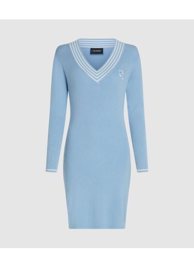 LONG SLV V NECK KNIT DRESS