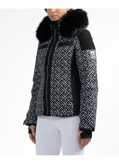 Veste de ski effet denim à fourrure femme