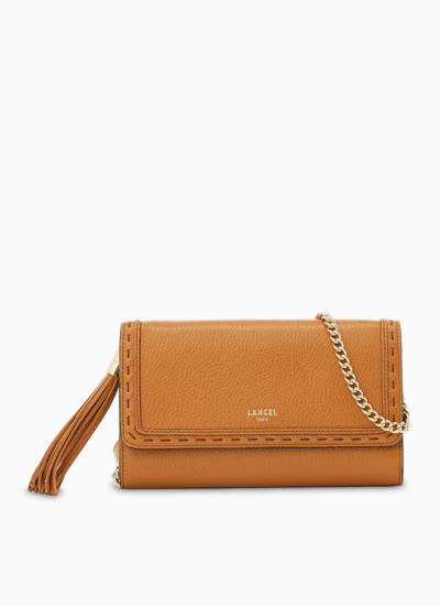 Premier flirt de lancel - portefeuille chaîne - grand modèle - camel