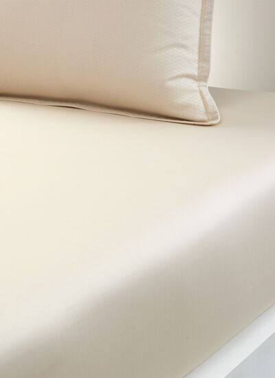 BOSS Home - Drap housse en satin de coton blanc, Loft