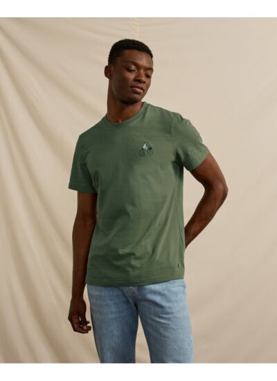 T-shirt kaki broderie vélo