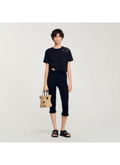 T-shirt à broderie fleur hawaïenne