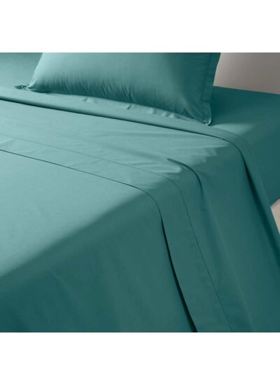 Desforges - Drap plat en percale de coton vert, Alcove