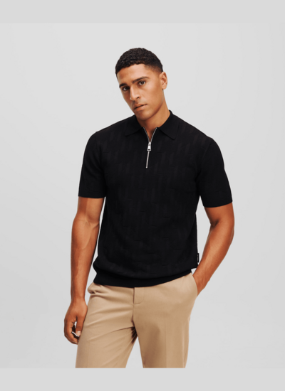 Karl Lagerfeld Monogram sslv zip up polo