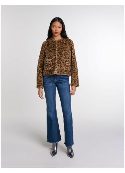 Veste courte en fausse fourrure